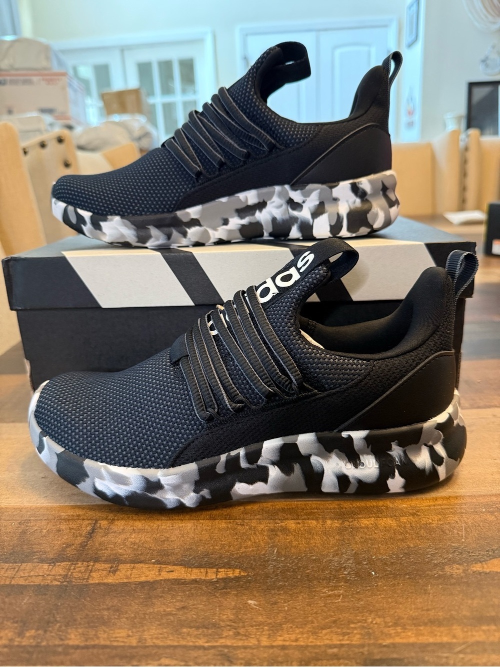 adidas Lite Racer Adapt 7.0 K Slip On Mesh Sneaker US 5 Black Camo IE6383